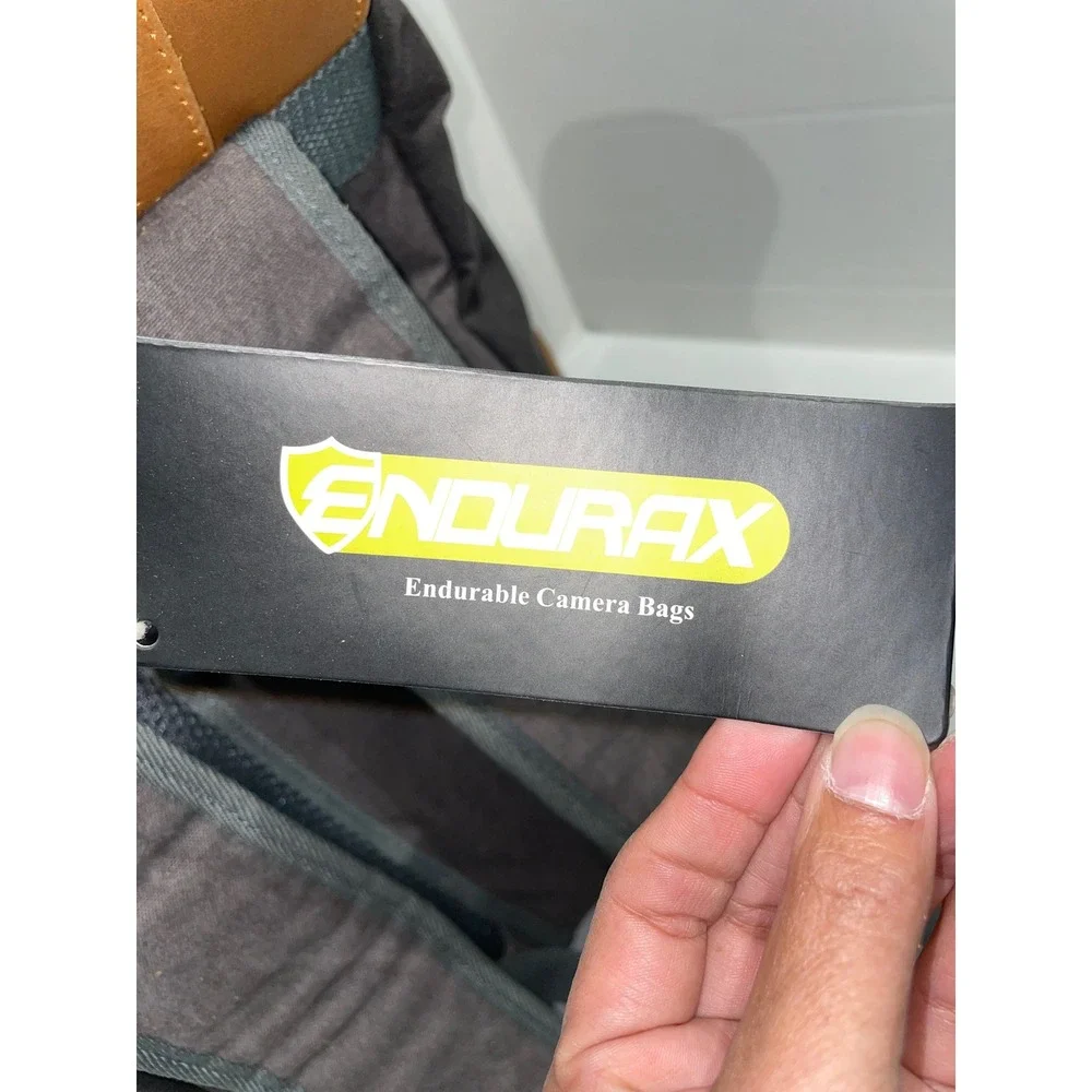 Endurax Waxed‎ Canvas Camera Backpack Leather Trim Vintage Rucksack Black Brown